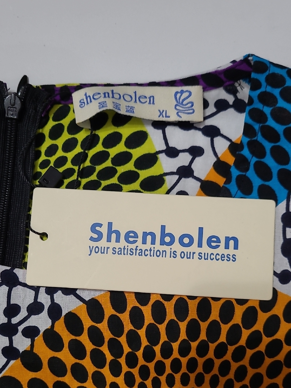 NWT Shenbolen Multicolor African Print Long-Sleeve Ankara Dress size XL - Picture 5 of 10